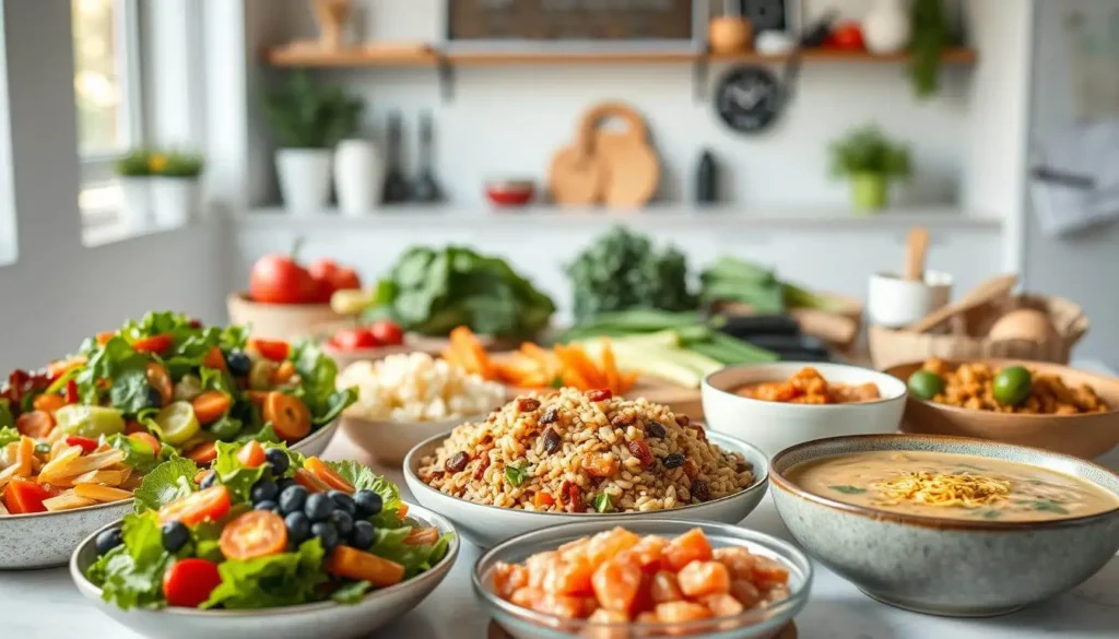 A colorful quinoa and veggie bowl representing easy lunch recipes for healthy eating.