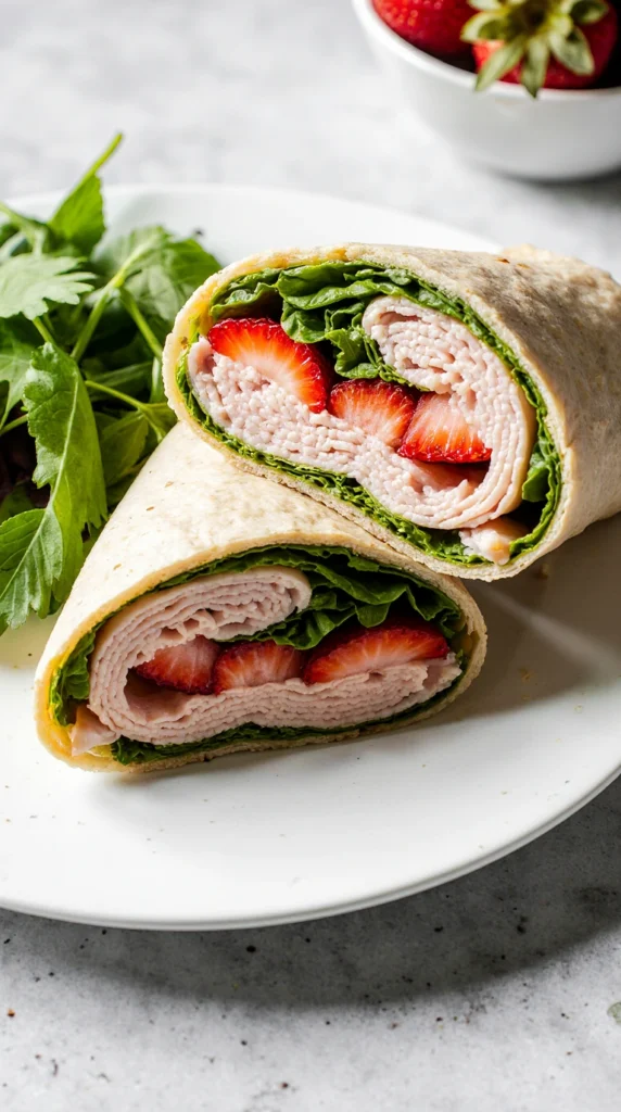 Top-down view of a neatly arranged lunch plate inspired by a healthy lunch recipe list