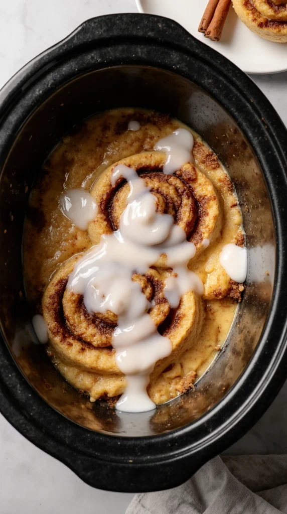 Warm bowl of overnight oats with cinnamon, berries, and a spoon – breakfast crockpot recipes