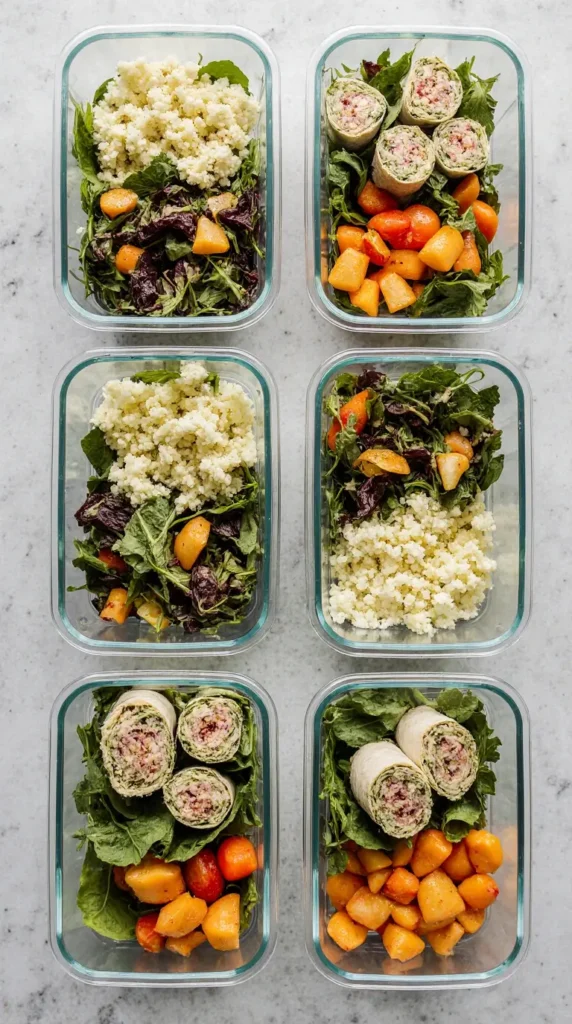 Fresh and vibrant easy healthy lunch recipes served on a white ceramic plate with avocado slices and lemon garnish