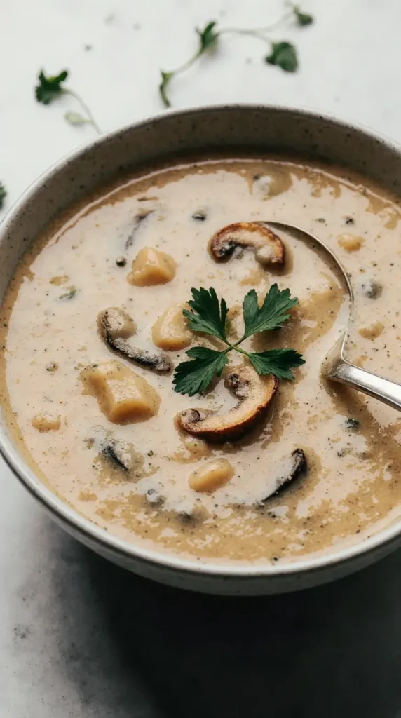 How to Make Creamy Vegan Cream of Mushroom Soup