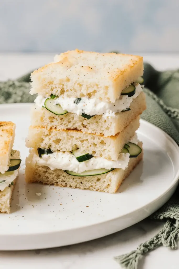 Ingredients cucumber sandwiches with cream cheese